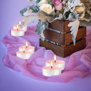 50 Pack Tealight Candles, Tea Lights Candles Set 4 Hour Pink Unscented Mini Votive Candles for Valentine's Day Anniversary Wedding Receptions