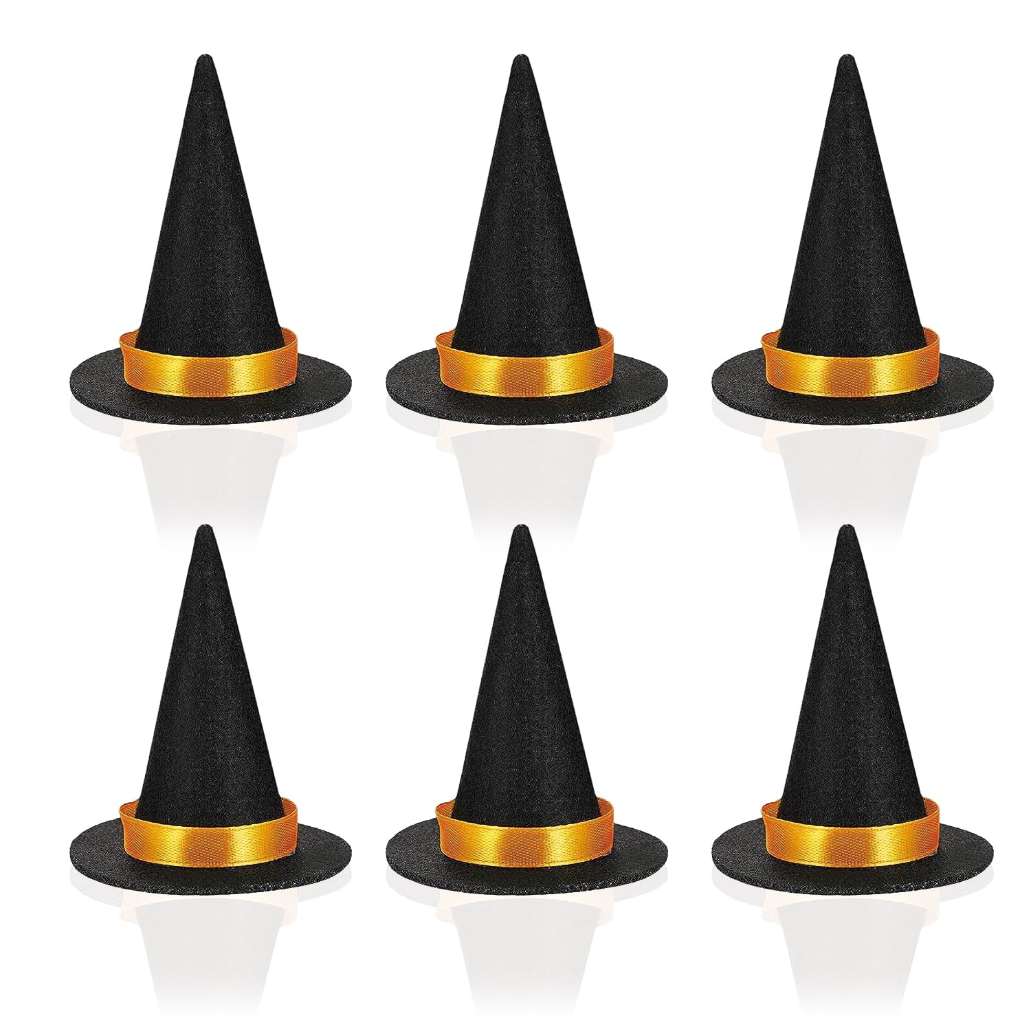 6pcs Mini Felt Witch Hats - Bulk Tiny Wizard Hats for Crafts, Wine Bottle Decor, and Halloween Decorations