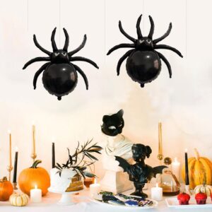 4 PCS Halloween Spider Balloons,Black Spider Foil Balloons,3D Realistic Black Spiders Balloon,Halloween Balloons for Halloween Decoration Day of Death New Year Birthday Spooky Party