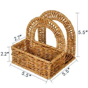 Aevtih Stylish Rattan Napkin Holder with Salt and Pepper Shakers Holder - Perfect Tabletop Organizer for Kitchen - Ideal for Paper Napkins (Without Salt, Pepper Shakers & Napkins)