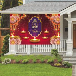 KYMY Happy Diwali Backdrop, Happy Diwali Festival Banner with 70.8X43.3inch, India Festival of Lights Backdrop, Diwali Party Supplier for Diwali Photography Background Party Decoration