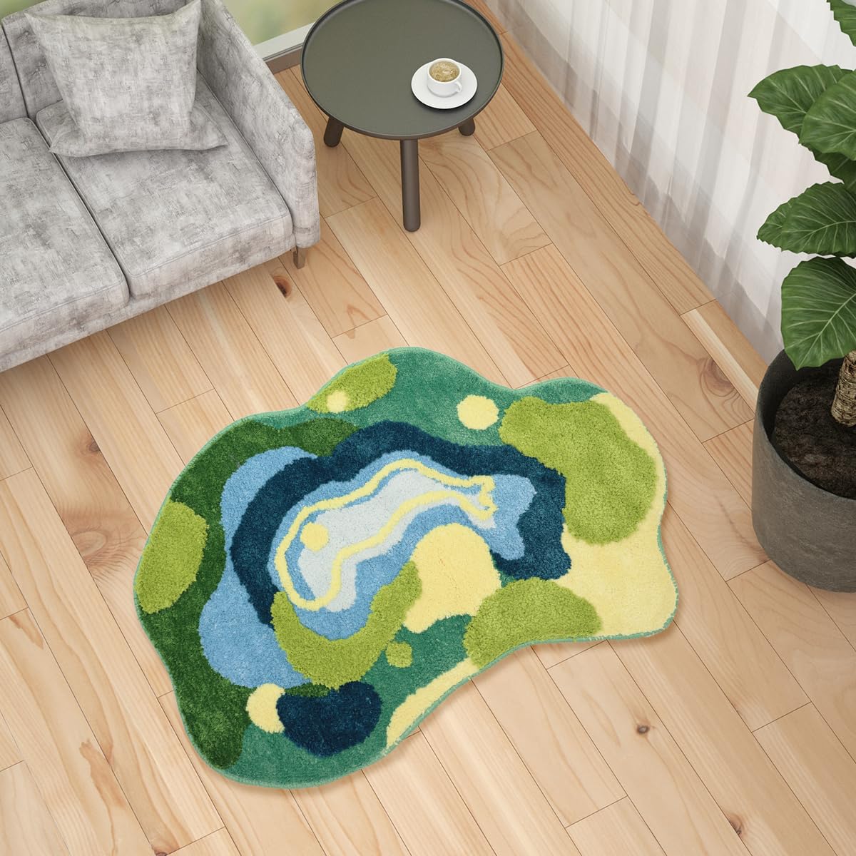 Qleewei Blue Bath Mat 3D Bathroom Moss Rug Non-Slip Soft Absorbent Area Rug for Bedroom Laundry Room Kitchen 35.4'' x 23.6'' (Dark Green)