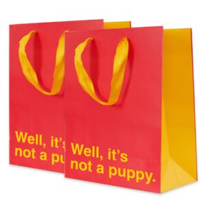 Prank-O Novelty Gift Bags for Holiday Gifting, 2-Pack, Well, It's Not a Puppy, Add Humor to Birthdays, Clever and Funny Birthday Gift Wrap or Gift Bag For Any Occassion, Empty Bag