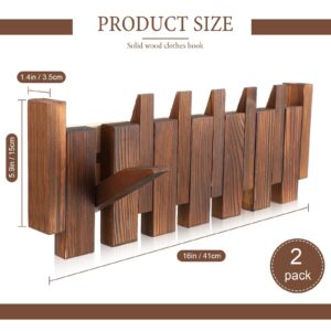 Suzile 2 Pack Piano Wooden Hook Gift for Friends Natural Wood Wall Mounted Piano Coat Rack with 6 Flip Down Hook, Entryway Wall Art Hook, Made of Pine Wood for Home Hotel 16 Inches Wide