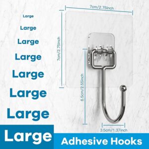 cnejucw Large Adhesive Hooks for Hanging Heavy Duty Wall Hooks 22 lbs Self Adhesive Towel Hook Waterproof Transparent Hooks 10 Pack(White) (guagou 2)