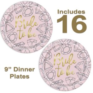 Lobyn Party Plates and Napkins Bachelorette Party Pink Bride to Be Design Plates and Napkins 16 Lunch Plates and Napkins Party Supplies Includes (16) 9 Inch Plates (16) 6.5 in Folded Lunch