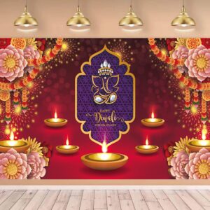 kymy happy diwali backdrop, happy diwali festival banner with 70.8x43.3inch, india festival of lights backdrop, diwali party supplier for diwali photography background party decoration