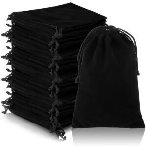 goaste 50 pieces velvet drawstring bags, 5×7 inch black jewelry pouches, soft velvet gift bags, velvet double drawstring cloth bags for jewelry bracelet, headphone, bead, gift, candy, gadgets