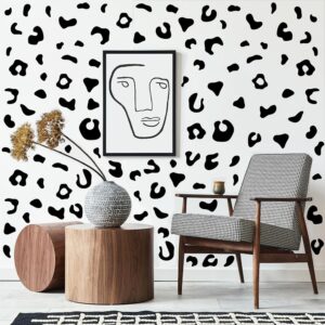 360 pcs black cheetah stickers animal print cheetah leopard wallpaper removable vinyl wall stickers for bedroom car living room office home diy wall decoration