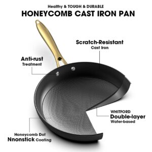 imarku Non Stick Frying Pans, Frying Pan with Lid 2Pcs - 10 Inch and 12 Inch Long Lasting Nonstick Frying Pan Cast Iron Skillets, Frying Pans Nonstick with Lid, Easy Clean Frying Pans, Christmas Gifts