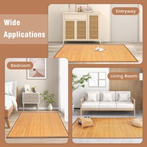 COSTWAY Bamboo Area Rug, 5'x8' Natural Bamboo Floor Mat with Anti-Slip Backing, Indoor Roll-up Runner Rug, 96"x60" Anti-Skid Large Floor Carpet for Bedroom Living Room Entryway Indoor