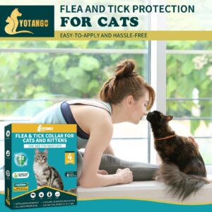 4 Pack Flea Collar for Cats, Cat Flea and Tick Collar 8 Months Cat Flea Collar Treatment Prevention, Adjustable Waterproof Cat Flea Collar Kitten Natural Tick and Flea Collar for Cat (Oragne&Green)