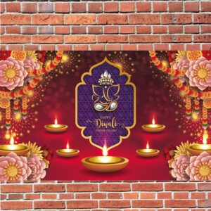 KYMY Happy Diwali Backdrop, Happy Diwali Festival Banner with 70.8X43.3inch, India Festival of Lights Backdrop, Diwali Party Supplier for Diwali Photography Background Party Decoration