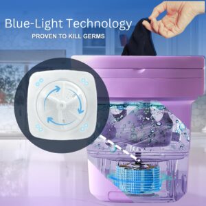 Portable Washing Machine 11L Collapsible Mini Foldable Washer & Spin Dryer for Baby Clothes, Underwear, Small Items, 3 Modes - For Travel, RV, Camping, Home, Apartments, Dorm Laundry and Work (Purple)