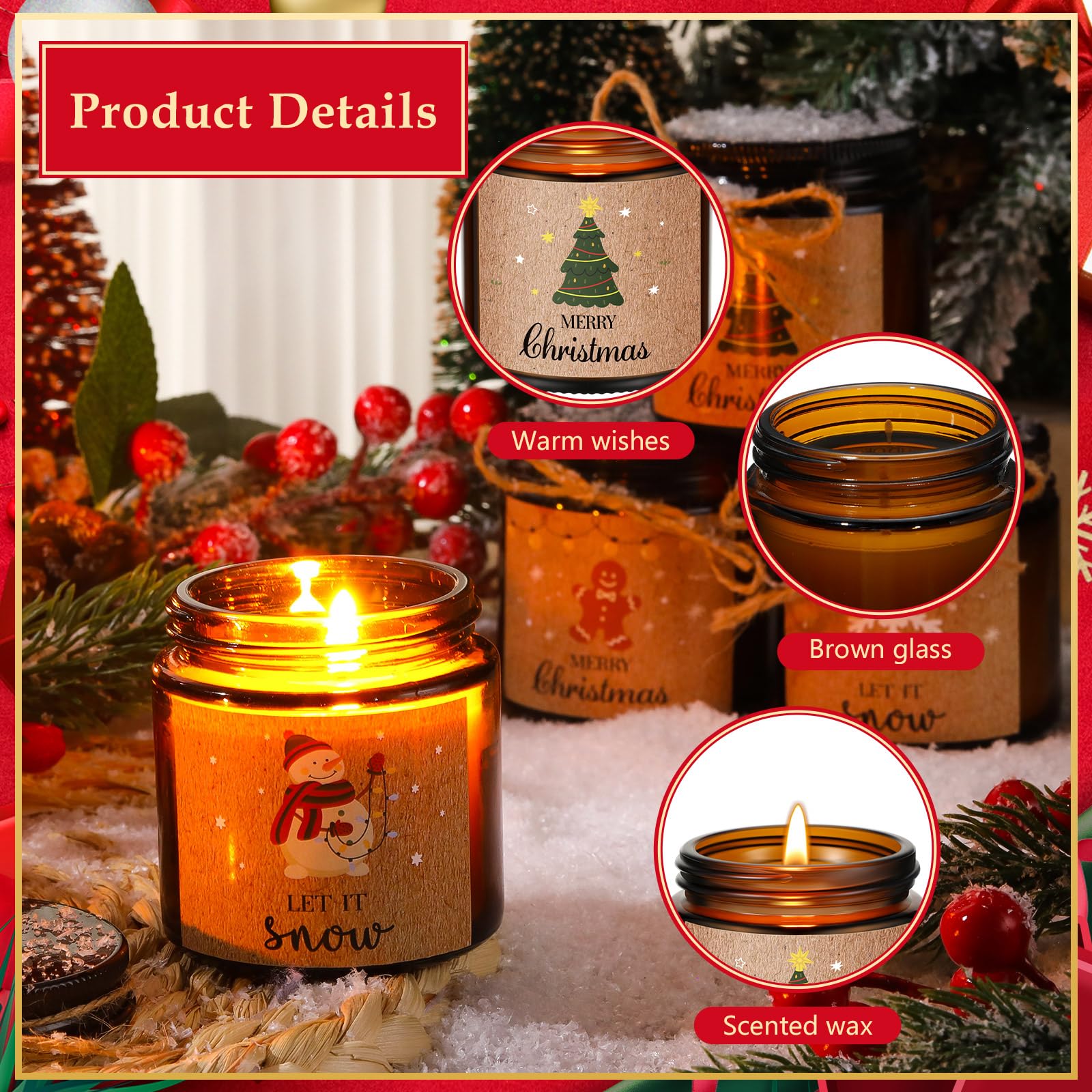 MTLEE 12 Pcs Christmas Candles Jars Scented Candle Christmas Gifts for Women Christmas Tree Aromatherapy Candles for Home Xmas Brithday Gifts Yoga (Cute Style)