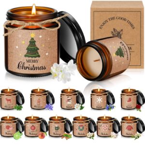 mtlee 12 pcs christmas candles jars scented candle christmas gifts for women christmas tree aromatherapy candles for home xmas brithday gifts yoga (cute style)