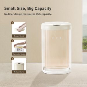 EKO Vintage Automatic Trash Can, 9L / 2.8 Gal Small Motion Sensor Bathroom Trash Can with Lid, Soft Square Wastebasket Touchless Garbage Can, Vanilla Stainless