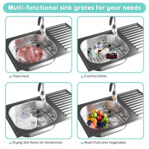 jkxoo 2Pack Sink Protectors for Kitchen Sink 13''x16''&11.2''x14.5'', Sink Rack for Bottom of Sink, Stainless Steel Sink Grid, Rust Resistant Metal Sink Protector with 2Pack Sink Strainer