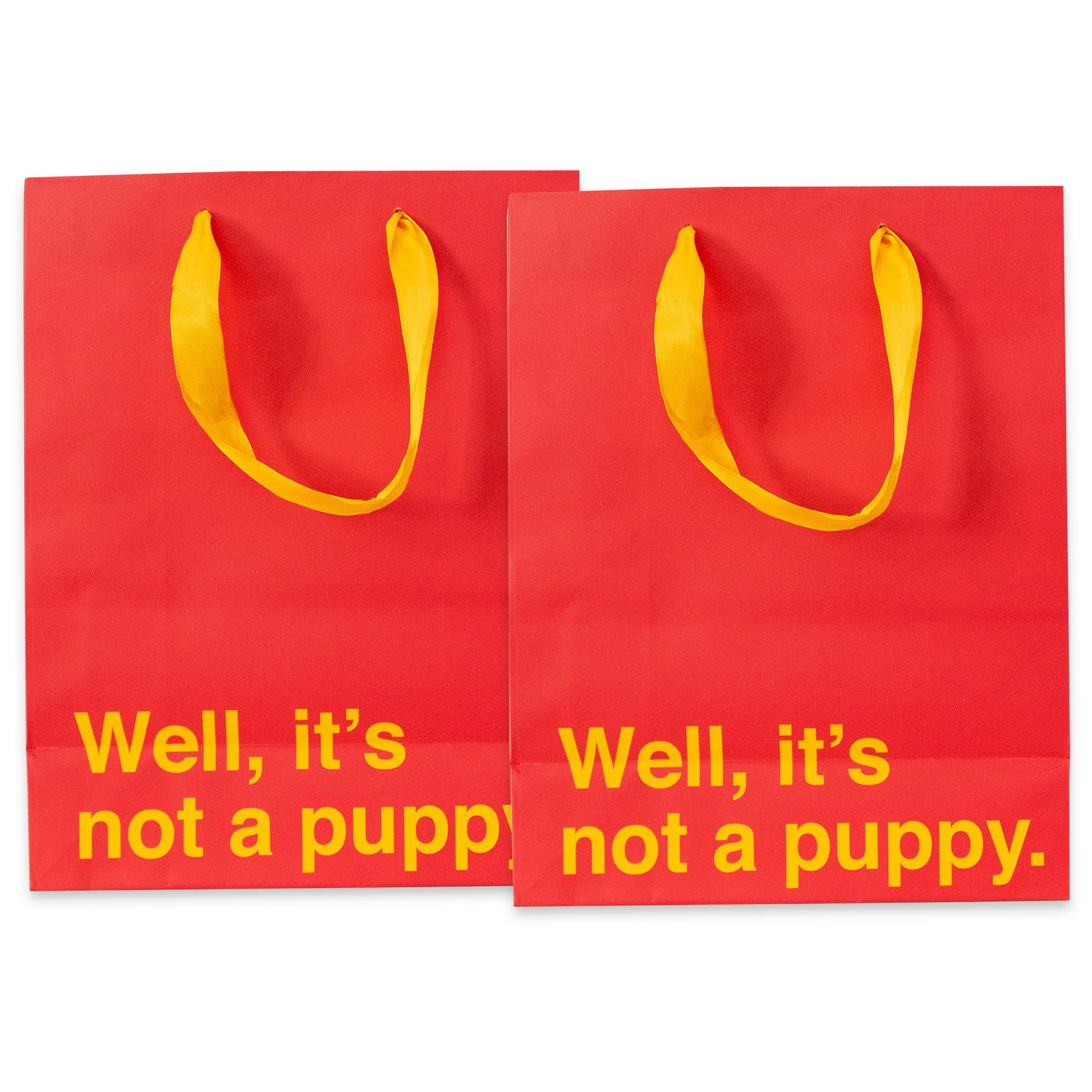 Prank-O Novelty Gift Bags for Holiday Gifting, 2-Pack, Well, It's Not a Puppy, Add Humor to Birthdays, Clever and Funny Birthday Gift Wrap or Gift Bag For Any Occassion, Empty Bag