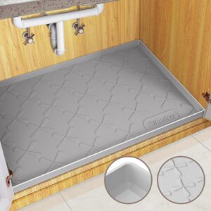 sikadeer under sink mat for bathroom waterproof, 31" x 19" silicone under sink liner bathroom cabinet shelf protector, fits 33inch standard kitchen bathroom cabinet mat under sink organizer drip tray