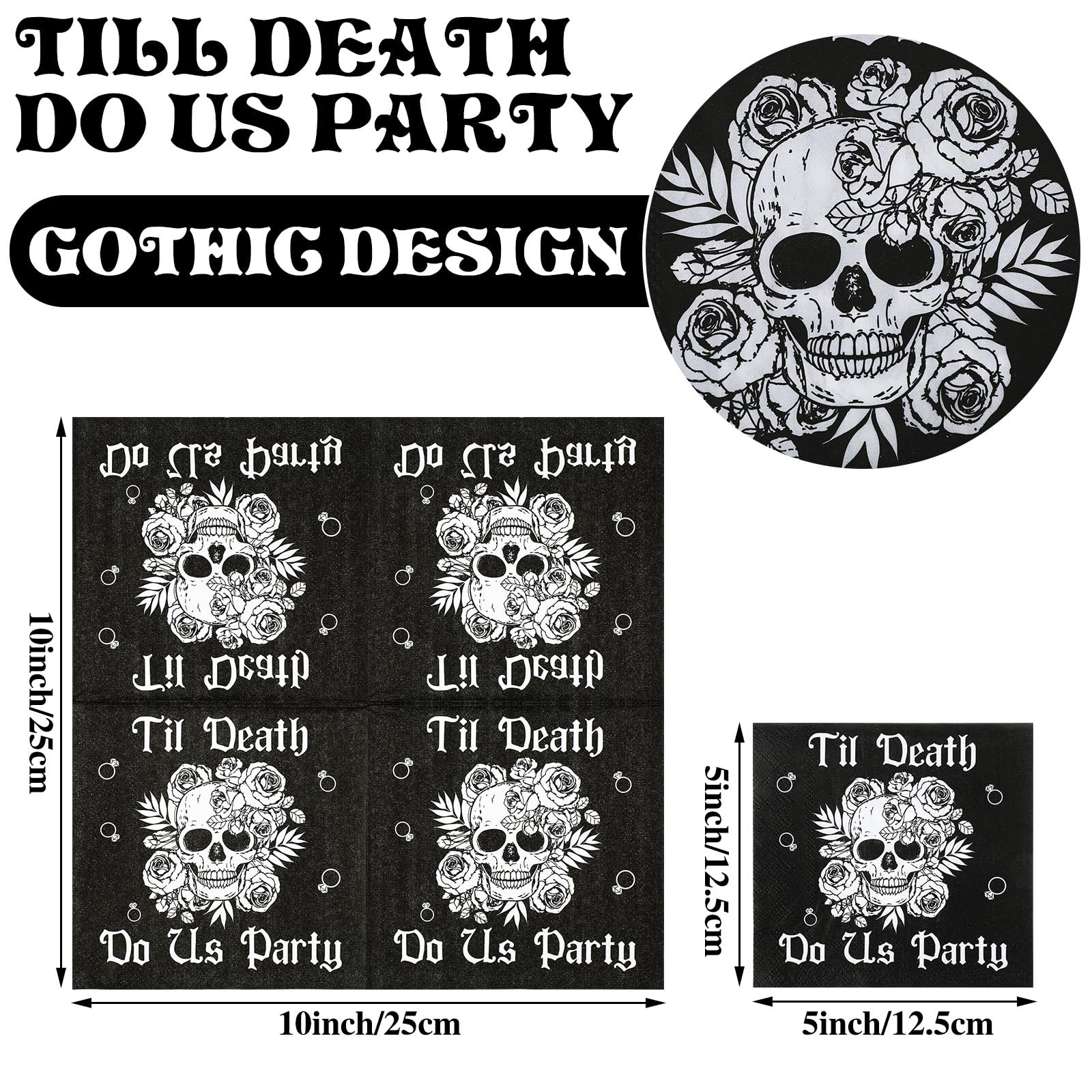 Geyoga 50 Pcs Til Death Do Us Party Napkins Gothic Bachelorette Bridal Shower Party Supplies Napkins Halloween Bachelorette Wedding Engagement Supplies Til Death Do Us Party Bachelorette Supplies