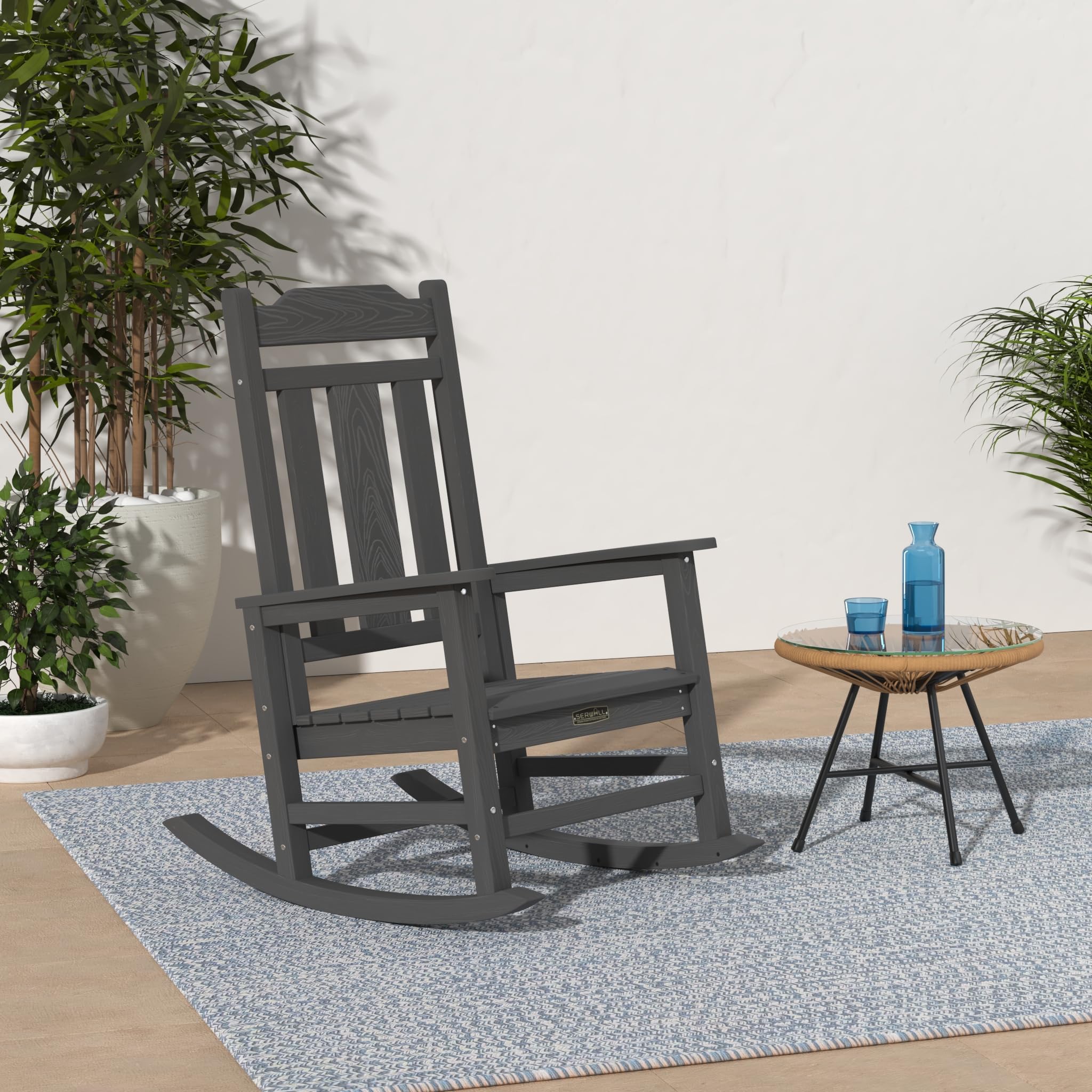 SERWALL Outdoor Rocking Chair Gray