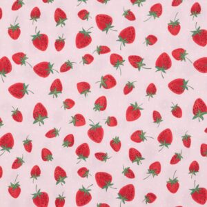 strawberries & dots apparel fabric (2 yard) – printed sewing fabric by the yard – lightweight precut fabric for sewing clothes, homeware, & other accessories – diy craft fabric