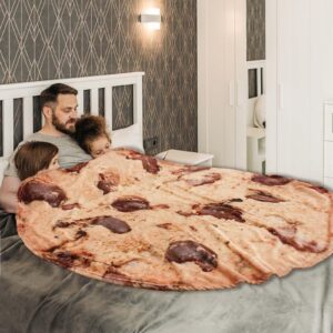 Vessia Giant Cookie Blanket, Realistic Funny Food Blanket for Adults and Kids, 300GSM Giant Soft Chocolate Cookies Blanket for Couch,Sofa,Bed, Fun Cozy Round Blanket Gifts for Boys,Girls