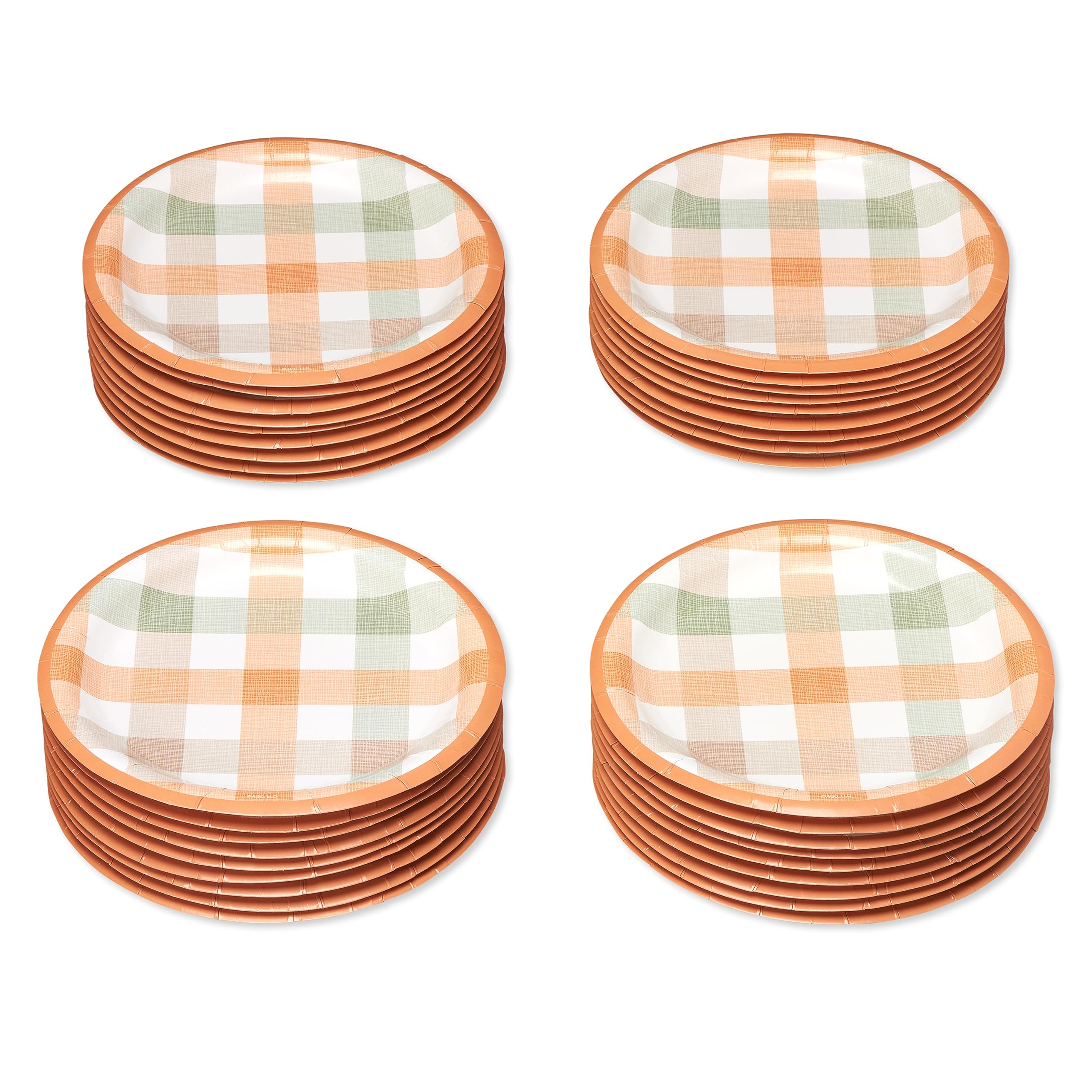 American Greetings 36-Count 7 in. Dessert Plates, Plaid Thanksgiving Party Supplies