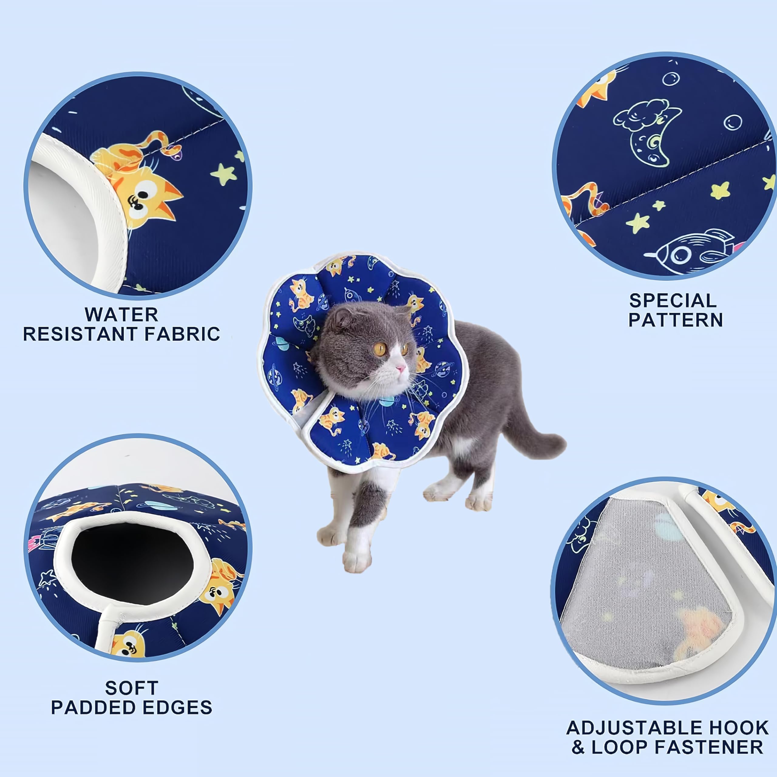 Cat Recovery Collar Soft,Adjustable Pet Cone Collar for After Surgery,Lightweight Elizabethan Collar for Cats Kitten Puppies Prevent from Licking (S)