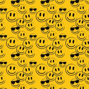 Ambesonne Emoji Duvet Cover Set, Modern Minimalist Pattern of Smiling Happy Faces with Sunglasses Print, Decorative 3 Piece Bedding Set with 2 Pillow Shams, Queen Size, Earth Yellow and Black