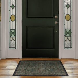 RUGGABLE x Morris & Co Washable 2x3 Area Rug, Dark Green, Premium Rugs for Living Room, Bedroom, Kitchen, Office, Classroom with Gripper Non Slip Pad