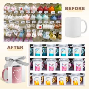 Kosiz 36 Pcs Mug Boxes Sublimation Mugs Gift Bags Mug Box Gift Box with Window Mug Boxes for Shipping Selling Gift Packaging Box for Mugs Gift Wrapping (White, Silver,for 11oz Mug)