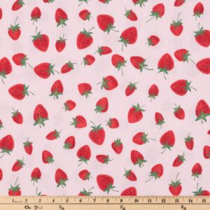 Strawberries & Dots Apparel Fabric (2 Yard) – Printed Sewing Fabric by The Yard – Lightweight Precut Fabric for Sewing Clothes, Homeware, & Other Accessories – DIY Craft Fabric