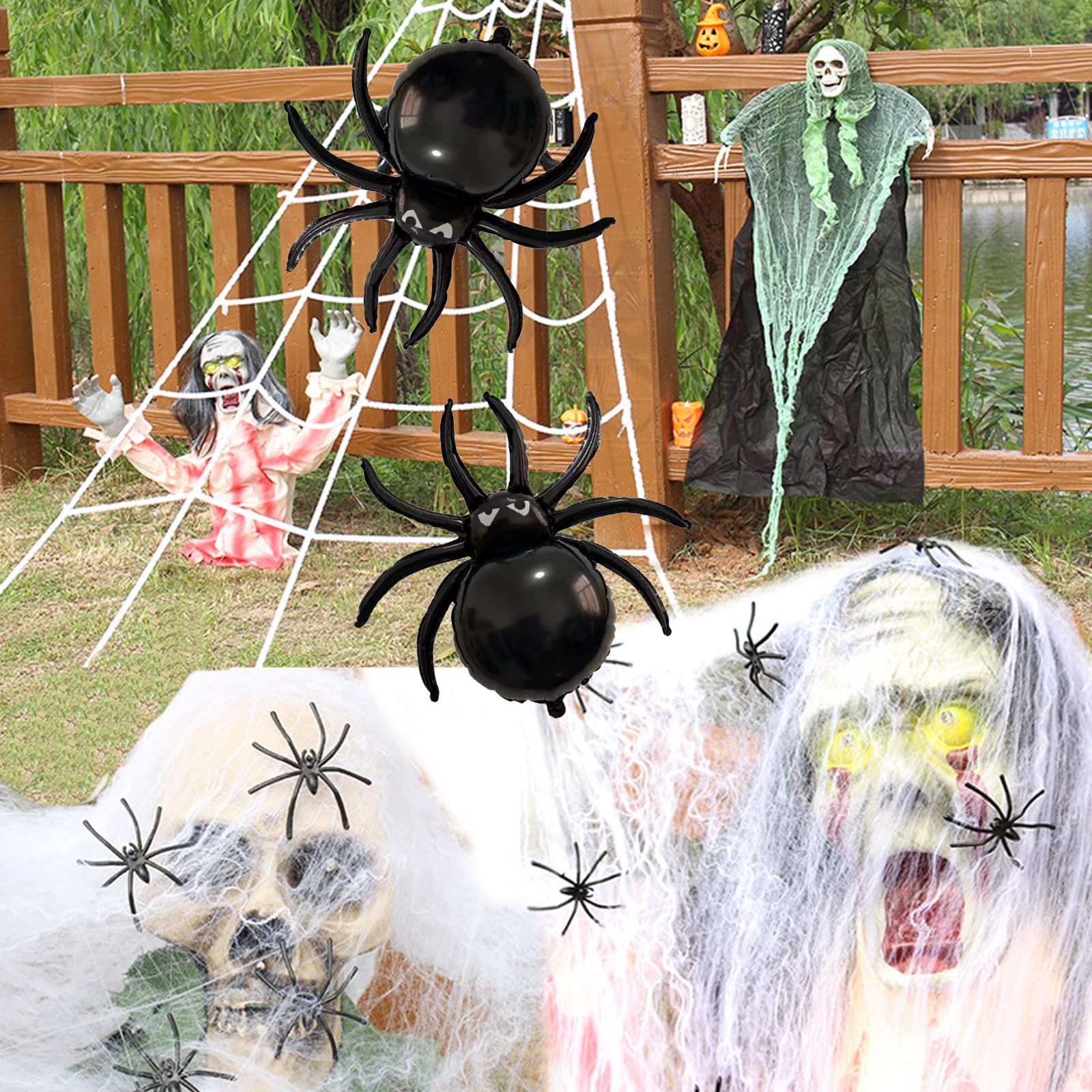 4 PCS Halloween Spider Balloons,Black Spider Foil Balloons,3D Realistic Black Spiders Balloon,Halloween Balloons for Halloween Decoration Day of Death New Year Birthday Spooky Party