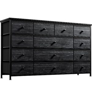 enhomee black dresser, dresser for bedroom with 13 storage drawers, dressers & chests of drawers for 55" tv, black dresser for bedroom, long dresser for closet, entryway