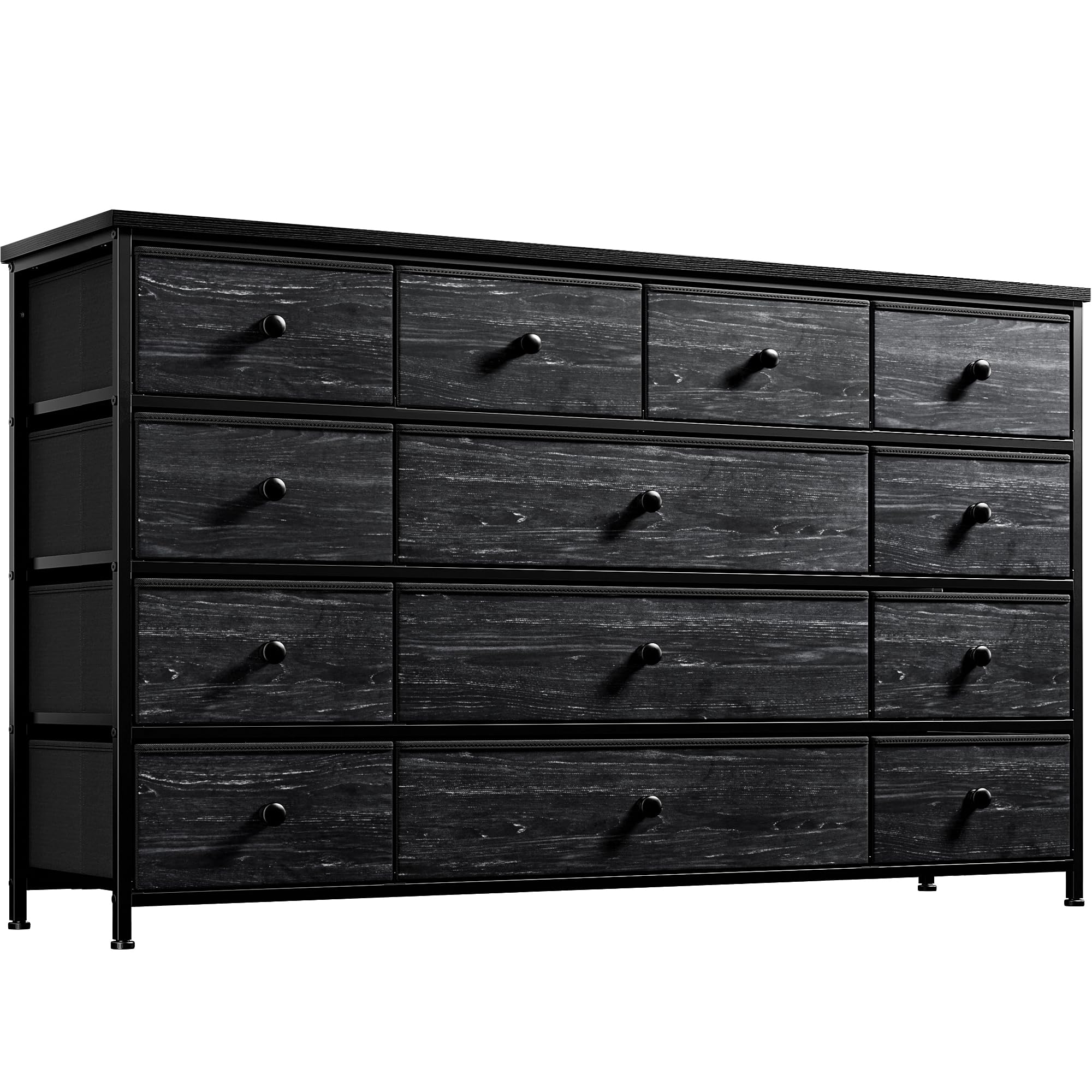 EnHomee Black Dresser, Dresser for Bedroom with 13 Storage Drawers, Dressers & Chests of Drawers for 55" TV, Black Dresser for Bedroom, Long Dresser for Closet, Entryway