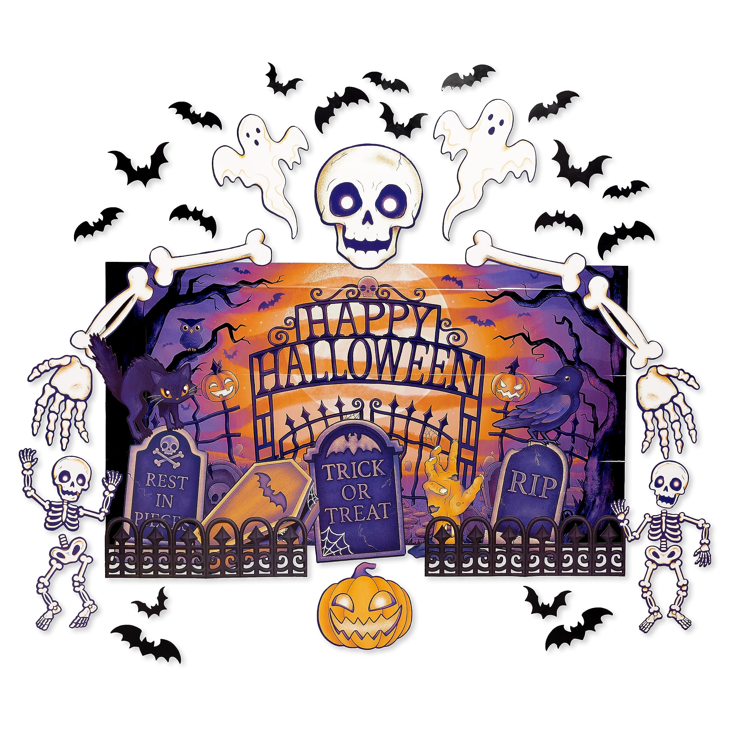 American Greetings Halloween Trunk-or-Treat Car Decorations Kit, Graveyard (42-Count)