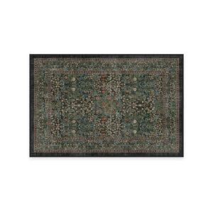 ruggable x morris & co washable 2x3 area rug, dark green, premium rugs for living room, bedroom, kitchen, office, classroom with gripper non slip pad