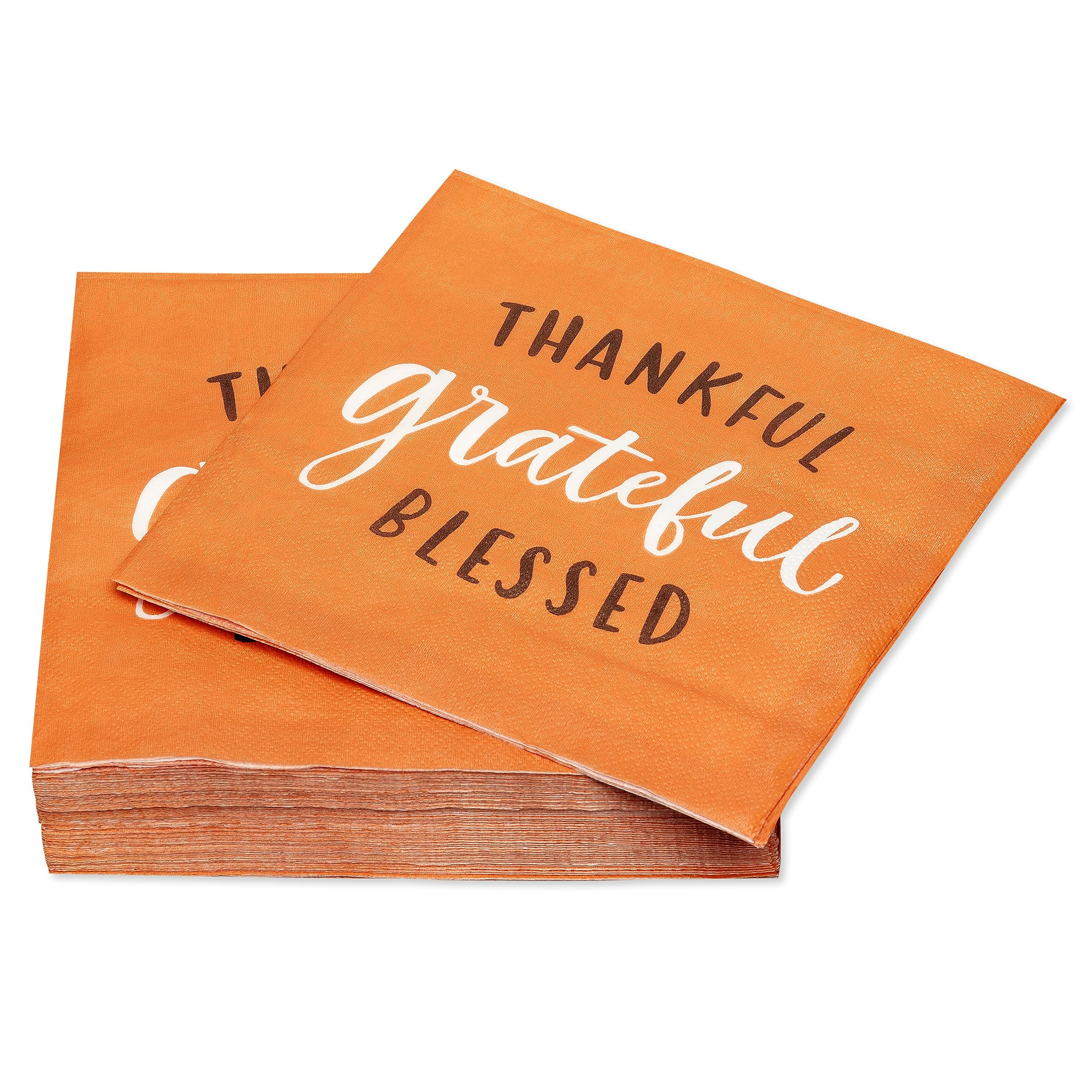 American Greetings 50-Count 6.5 in. x 6.5 in. Lunch Napkins, Thankful Thanksgiving Party Supplies