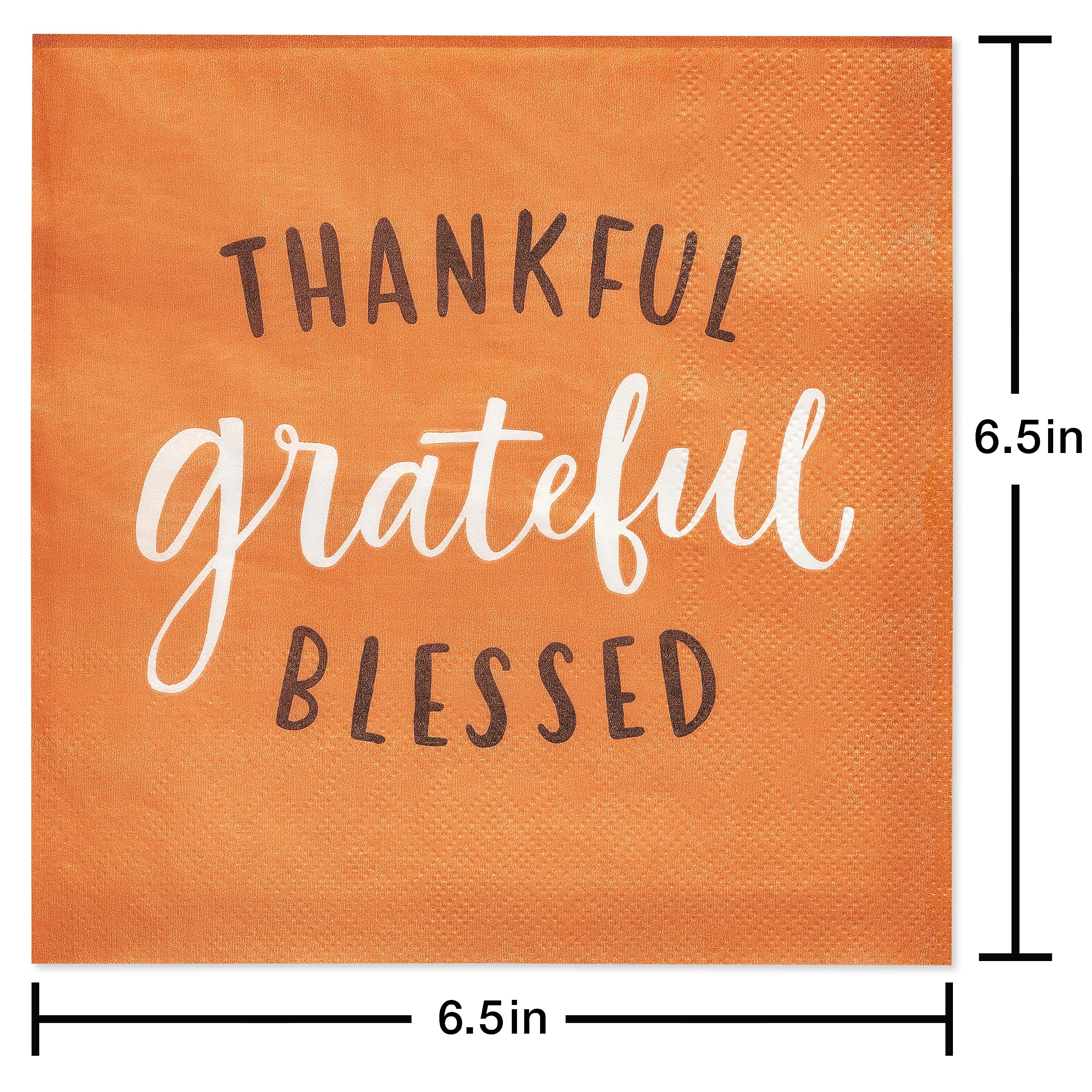 American Greetings 50-Count 6.5 in. x 6.5 in. Lunch Napkins, Thankful Thanksgiving Party Supplies