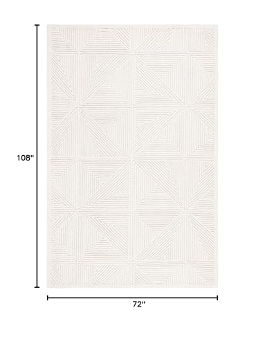 SAFAVIEH Textural Collection Area Rug - 6' x 9', Ivory, Handmade Wool, Ideal for High Traffic Areas in Living Room, Bedroom, Dining (TXT103A-6)