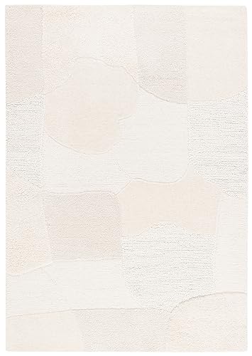 SAFAVIEH Manhattan Collection Area Rug - 3' x 5', Ivory & Beige, Handmade Modern Wool, Ideal for High Traffic Areas in Living Room, Bedroom, Dining (MAN577A-3)