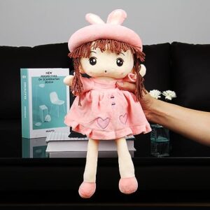 SMY LINUUE Cute Princess Plush Toy Stuffed Plush Doll Soft Throw Pillow 17.5 Inch,Gift Girl Cute Plush Birthday Gift Party Cartoon Plush Toy Decoration for Kids and Girls (Pink)