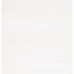 Safavieh Tahoe Shag Collection Area Rug - 5' x 7', White, Geometric Design, 1.2-inch Thick Ideal for High Traffic Areas in Living Room, Bedroom, Dining (THO652A-5)