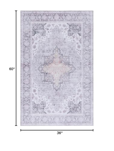 SAFAVIEH Tucson Collection Area Rug - 3' x 5', Sage & Ivory, Persian Medallion Design, Machine Washable Ideal for High Traffic Areas in Living Room, Bedroom, Dining (TSN105W-3)