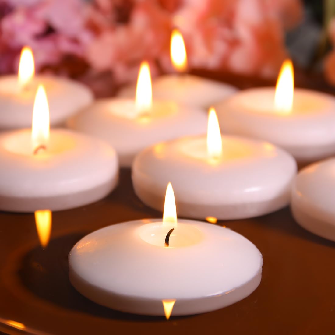 Capaniel 3 inch White Floating Candles, 48 Packs Unscented Floating Candles for Centerpieces-10 Hours Burn Time-3” Floating Tealight Candles for Cylinder Vases, Pool, Wedding, Party, Valentine's Day