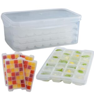 prime home direct ice cube tray with lid and bin | 112 pcs | 4 silicone ice cube trays for freezer | ice trays for freezer | ice tray, ice molds, ice cube maker, ice bin for freezer & ice cube molds