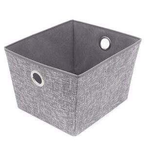 home basics non woven large open cube storage bin tapered sides | folds down for easy storage | grommet metal dual handles | graphic print design