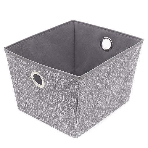 Home Basics Non Woven Large Open Cube Storage Bin Tapered Sides | Folds Down for Easy Storage | Grommet Metal Dual Handles | Graphic Print Design